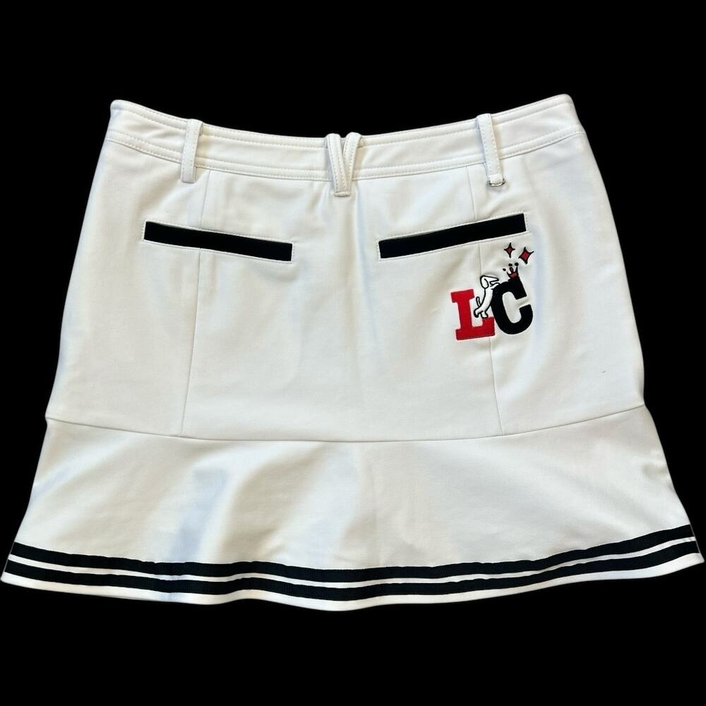 NWOT Louis Castel Gold Skort White Black Korean Size 67 US Size 6